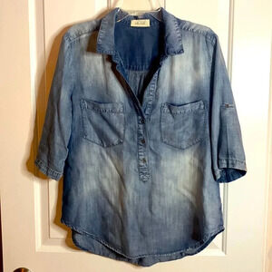 EUC BELLA DAHL womens blue sz large pullover denim shirt